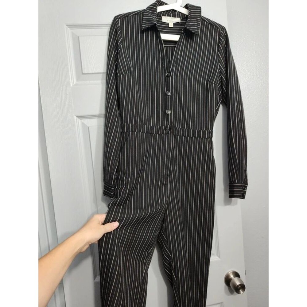 Adelyn Rae black one piece romper jumpsuit overall size S like new striped